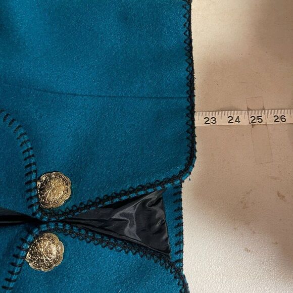 Vintage 80s Turquoise Western Cropped Wool Blazer Jacket – Mid-West Garment Co. - Picture 9 of 9